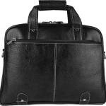 LAVERI Genuine Leather Office Bag for Men, upto 15.6 Inch Laptop Bag, Adjustable Strap, Multiple Compartments, 1 Year Warranty #W5510