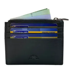 Slim Loop Lock Cards, Cash & Coins Holder Genuine Leather RFID # 4505