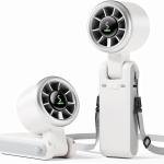 Portable Handheld Turbo Fan, Foldable Mini Desk Fan, 5 Speed Levels, USB-C Fast Charging, Digital Display, 12-Hour Battery Life, for Outdoor Activities and Office (White)