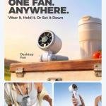 Portable Handheld Turbo Fan, Foldable Mini Desk Fan, 5 Speed Levels, USB-C Fast Charging, Digital Display, 12-Hour Battery Life, for Outdoor Activities and Office (White)