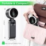 Portable Handheld Turbo Fan, Foldable Mini Desk Fan, 5 Speed Levels, USB-C Fast Charging, Digital Display, 12-Hour Battery Life, for Outdoor Activities and Office (Black)