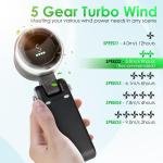 Portable Handheld Turbo Fan, Foldable Mini Desk Fan, 5 Speed Levels, USB-C Fast Charging, Digital Display, 12-Hour Battery Life, for Outdoor Activities and Office (Black)
