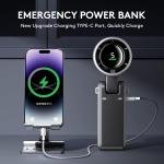 Portable Handheld Turbo Fan, Foldable Mini Desk Fan, 5 Speed Levels, USB-C Fast Charging, Digital Display, 12-Hour Battery Life, for Outdoor Activities and Office (Black)