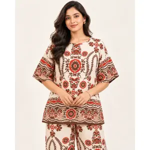 Women's Elegant Floral Printed 2-Piece Cord Set
