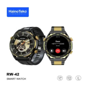 Haino Teko Germany RW42 Round Shape Large Screen AMOLED Display Smart Watch With 2 Pair Straps and Wireless Charger For Men's and Boys