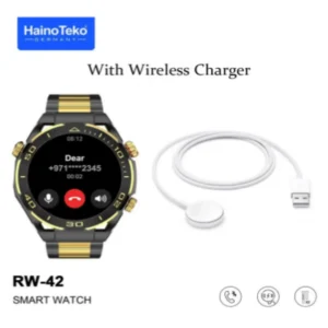 Haino Teko Germany RW42 Round Shape Large Screen AMOLED Display Smart Watch With 2 Pair Straps and Wireless Charger For Men's and Boys