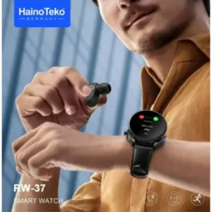 Haino Teko Germany RW37 Watch Buds Large Screen Round Shape AMOLED Display Smart Watch and Bluetooth Earbuds With 2 Pair Straps for Ladies and Gents