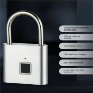 Fingerprint Padlock, Locker Lock, Smart Pad Waterproof Small Portable with USB Charging for, Luggage, Gym , Suitcas, School, Bike