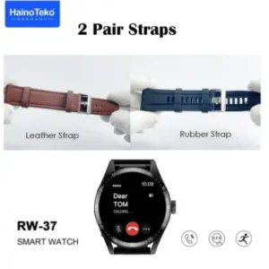 Haino Teko Germany RW37 Watch Buds Large Screen Round Shape AMOLED Display Smart Watch and Bluetooth Earbuds With 2 Pair Straps for Ladies and Gents