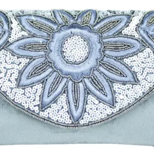 Blue White Flower Charm Ladies Clutch Bag