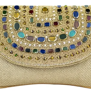 Round Shape Multi-Stones Ladies Clutch Bag