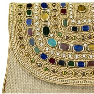 Round Shape Multi-Stones Ladies Clutch Bag