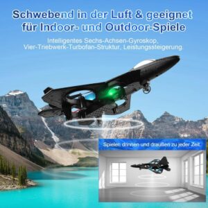 RC Aeroplane 2.4GHz Remote Controlled Aeroplane L0712 Quadcopter Floating Fighter Plane RC Aeroplane RTF for Beginners, Children and Adults, APlane Toy with Coloured Lights USB Charging