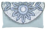 Blue White Flower Charm Ladies Clutch Bag - Image 2