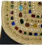 Black Round Shape Multi-Stones Ladies Clutch Bag - Image 2