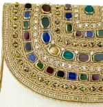 White Round Shape Multi-Stones Ladies Clutch Bag - Image 2