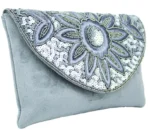Blue White Flower Charm Ladies Clutch Bag