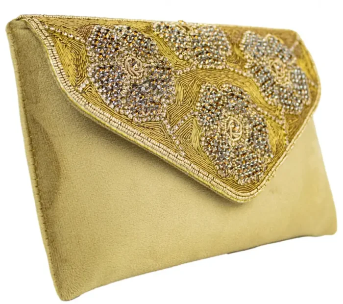 Golden Mahroon Charm Ladies Clutch Bag - Image 1